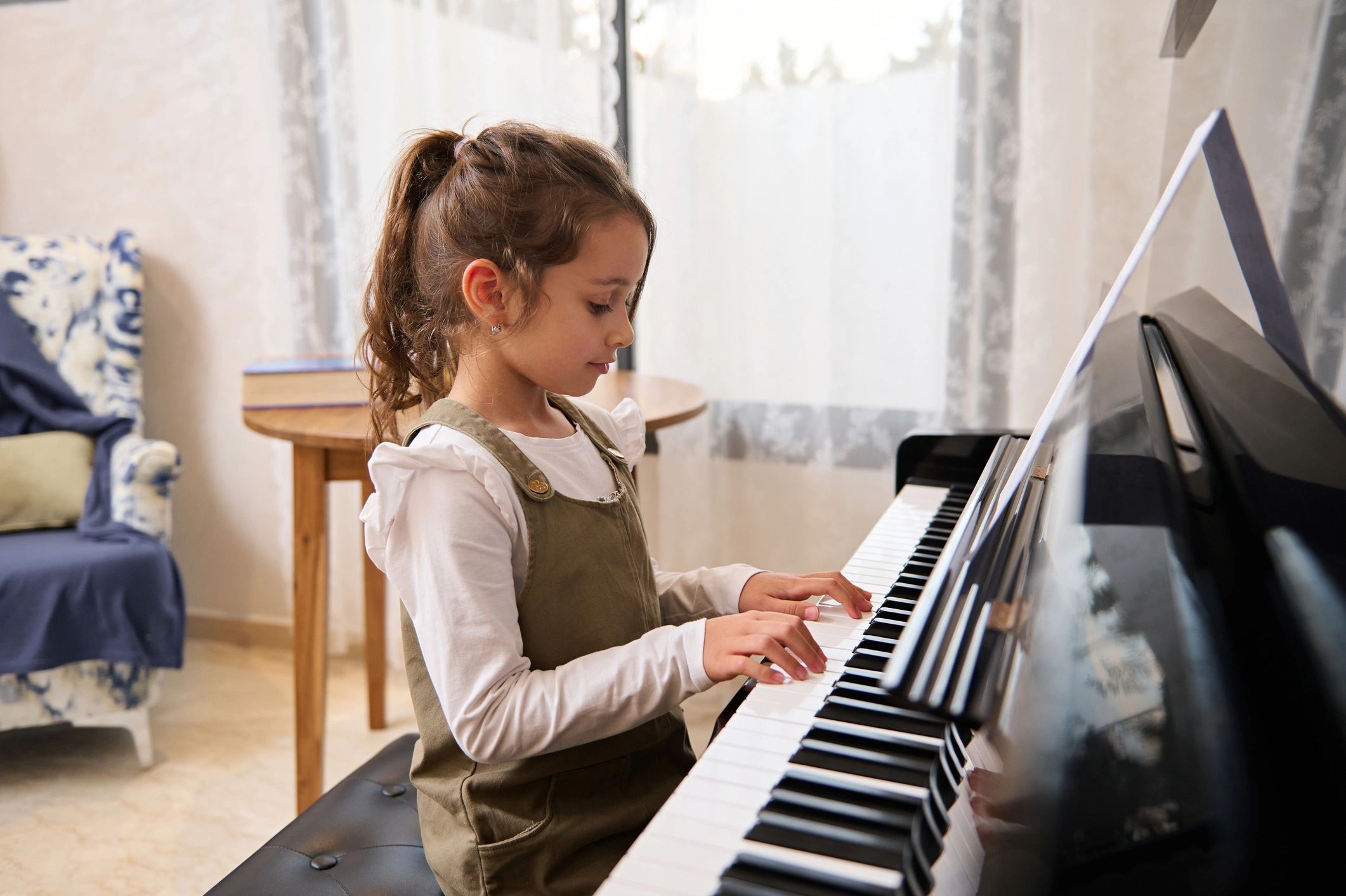 Student practicing piano